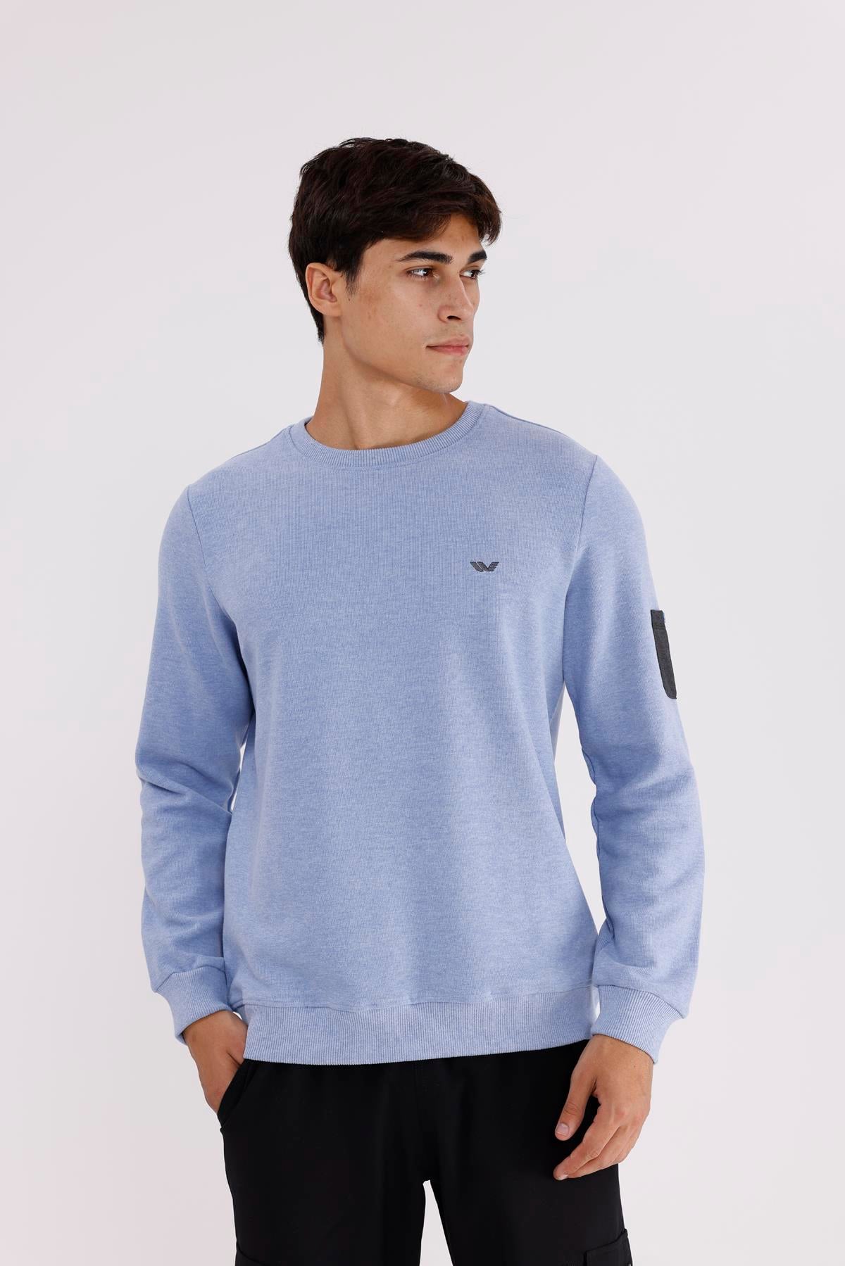 Selanik Dokulu Yumuşak Tutuşlu Rahat Kalıp Sade Tasarım Uzun Kollu Sweatshirt