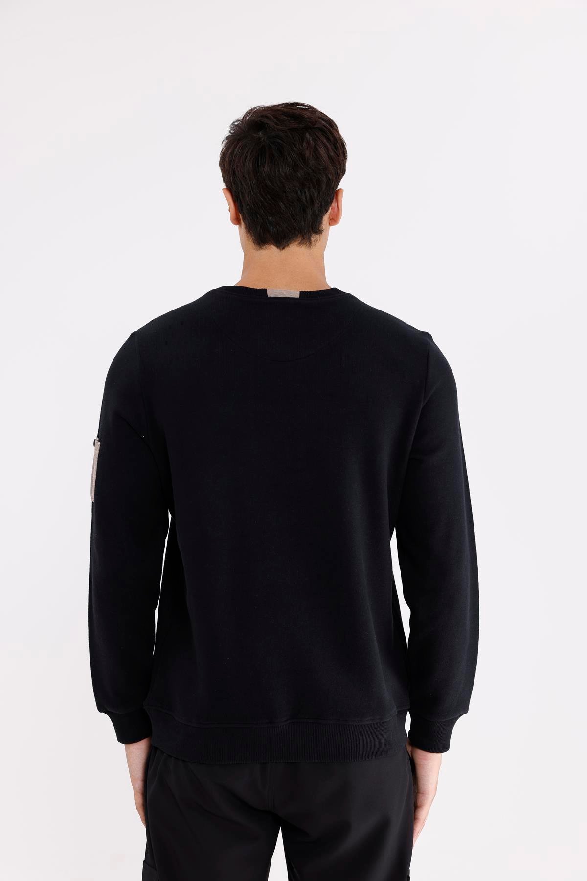 Selanik Dokulu Yumuşak Tutuşlu Rahat Kalıp Sade Tasarım Uzun Kollu Sweatshirt