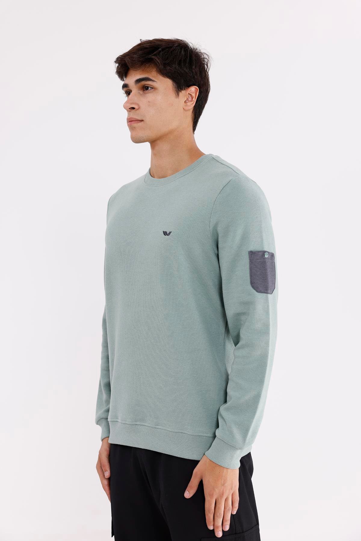Selanik Dokulu Yumuşak Tutuşlu Rahat Kalıp Sade Tasarım Uzun Kollu Sweatshirt