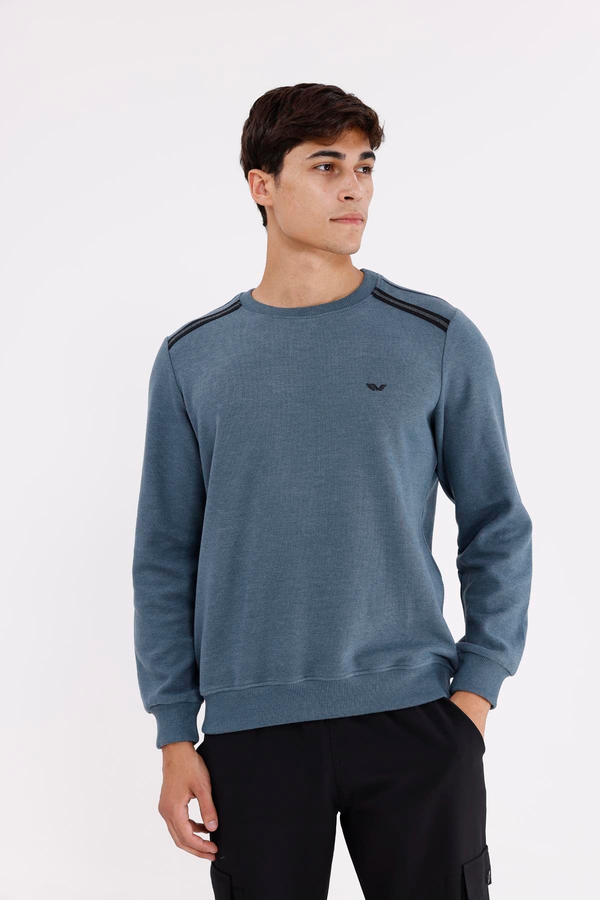 Selanik Kumaş Yapılı Esnek Manşetli Konforlu Rahat Kesim Sweatshirt