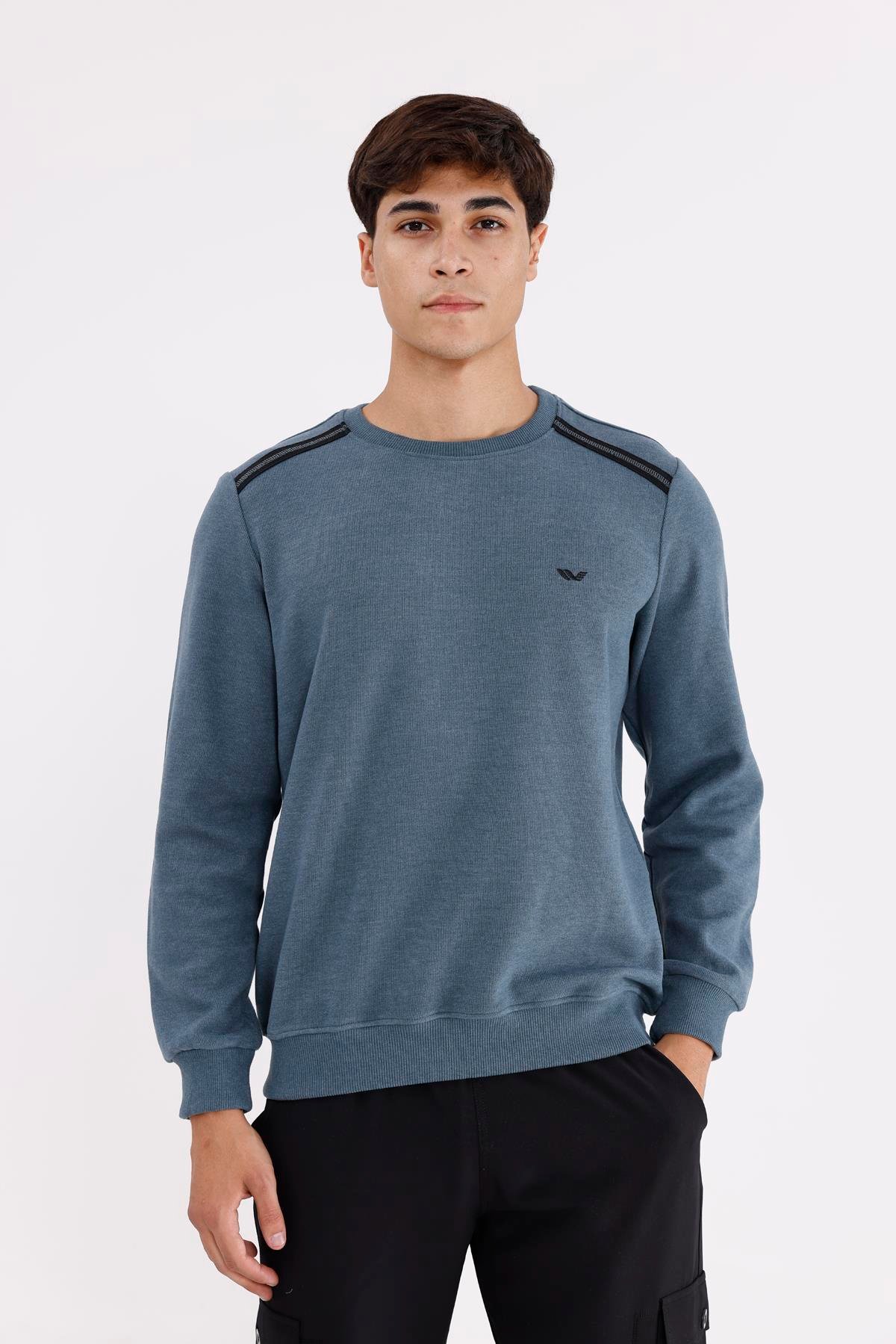 Selanik Kumaş Yapılı Esnek Manşetli Konforlu Rahat Kesim Sweatshirt