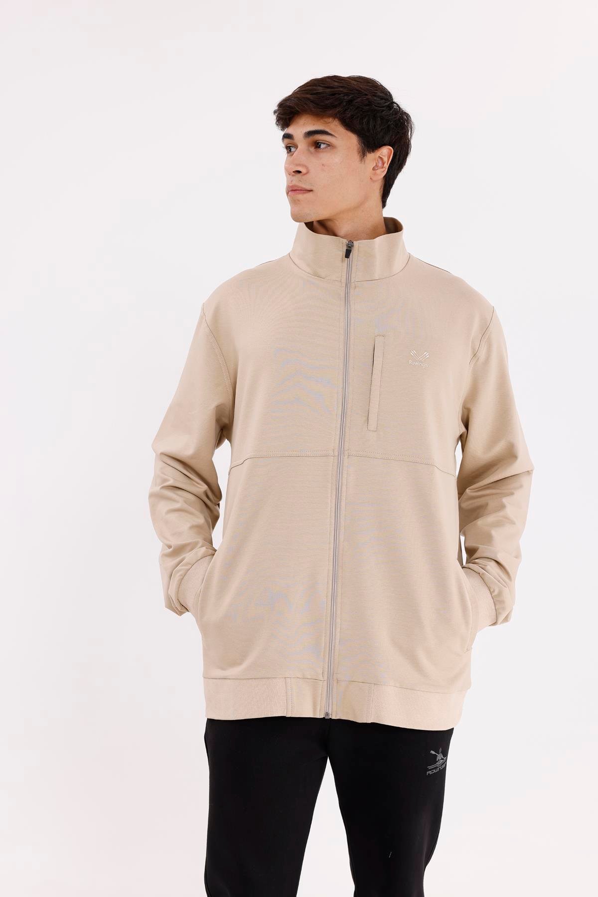 Üç Cepli Yaka Detaylı Fermuarlı Rahat Kesim Ribana Manşetli Mevsimlik Sweatshirt