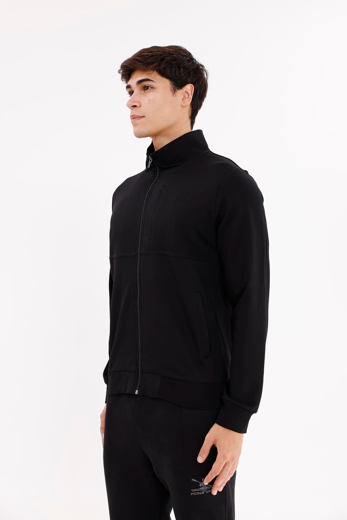 Üç Cepli Yaka Detaylı Fermuarlı Rahat Kesim Ribana Manşetli Mevsimlik Sweatshirt