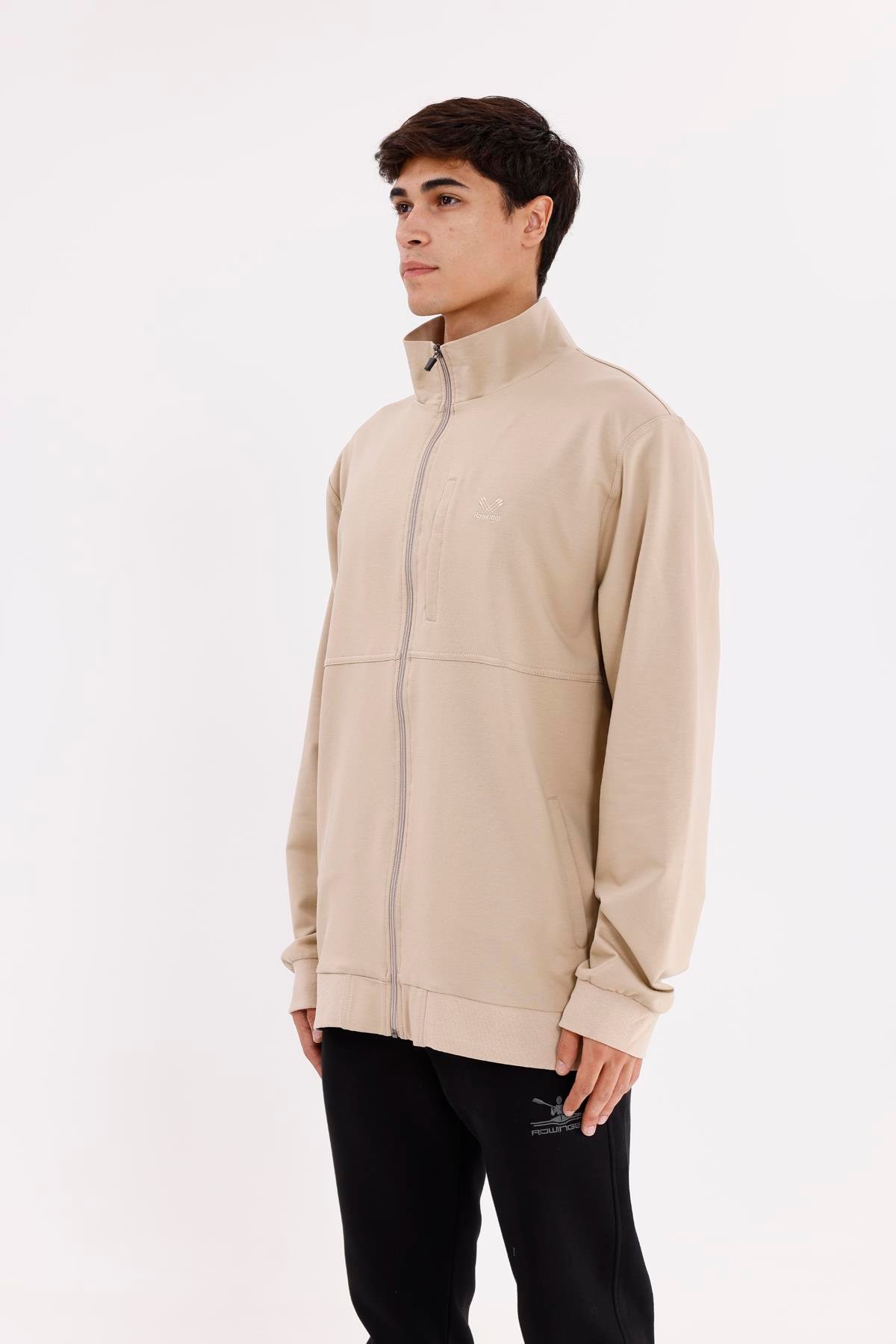 Üç Cepli Yaka Detaylı Fermuarlı Rahat Kesim Ribana Manşetli Mevsimlik Sweatshirt