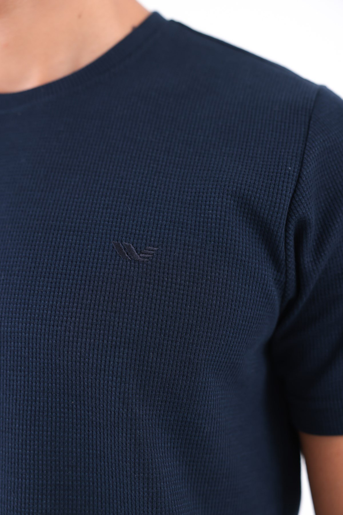 Waffle Dokulu Nakış Logo Detaylı Oversize Erkek T-Shirt