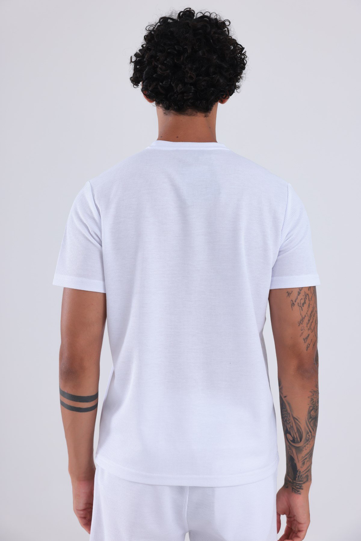 Waffle Dokulu Nakış Logo Detaylı Oversize Erkek T-Shirt