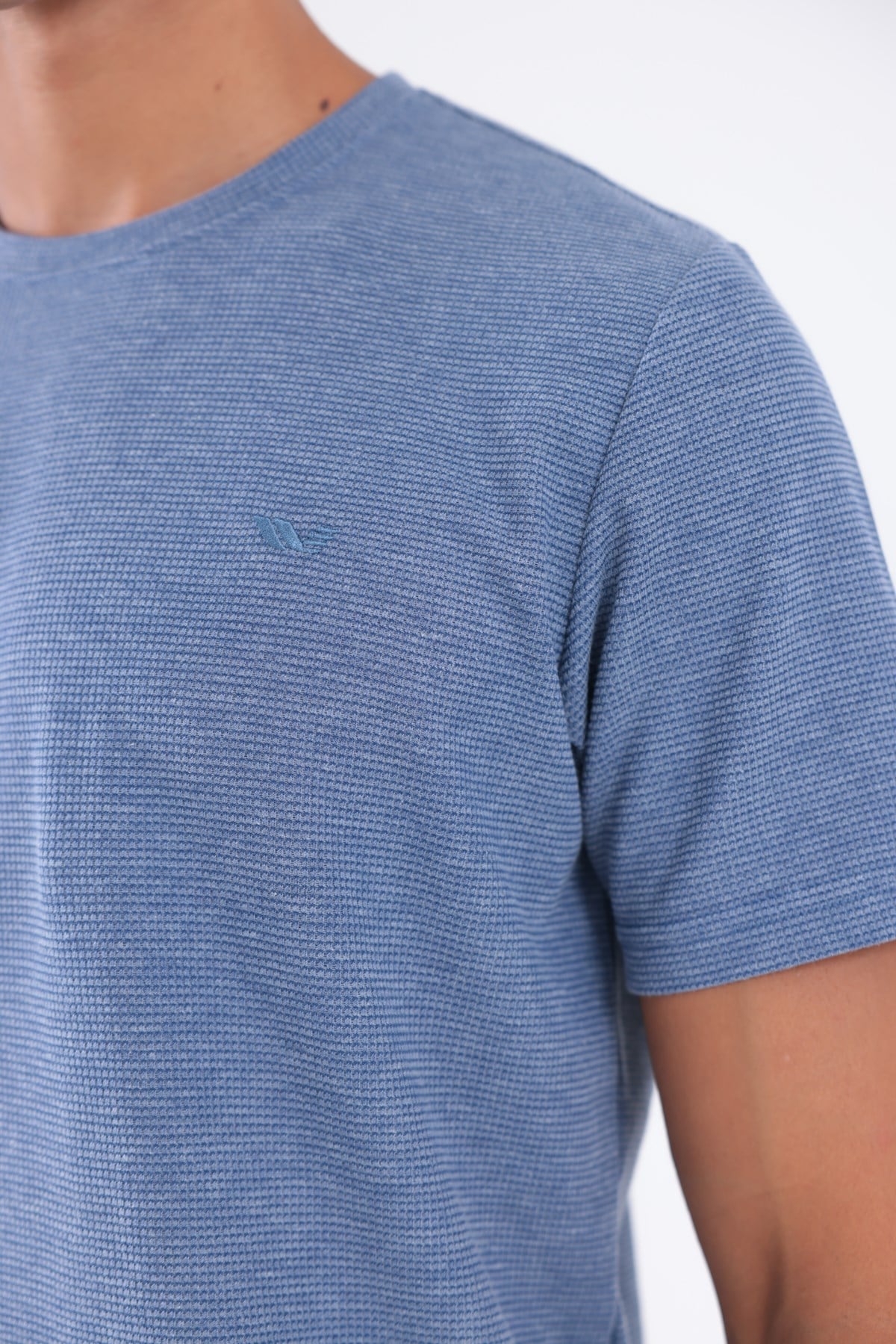 Waffle Dokulu Nakış Logo Detaylı Oversize Erkek T-Shirt