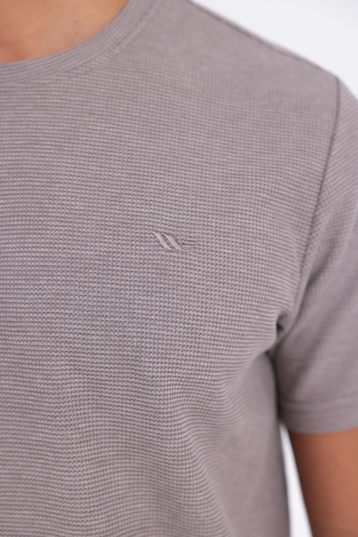 Waffle Dokulu Nakış Logo Detaylı Oversize Erkek T-Shirt