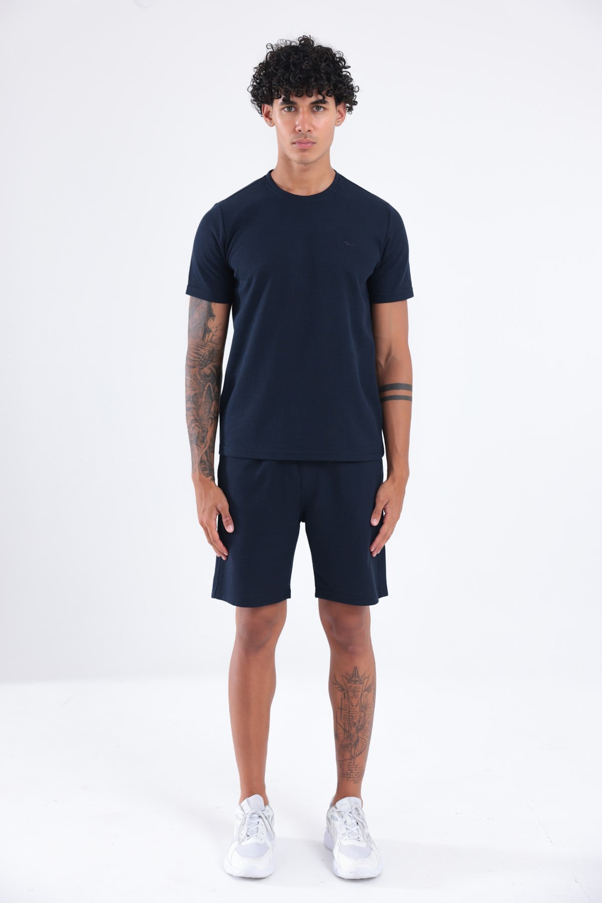 Waffle Dokulu Nakış Logo Detaylı Oversize Erkek T-Shirt