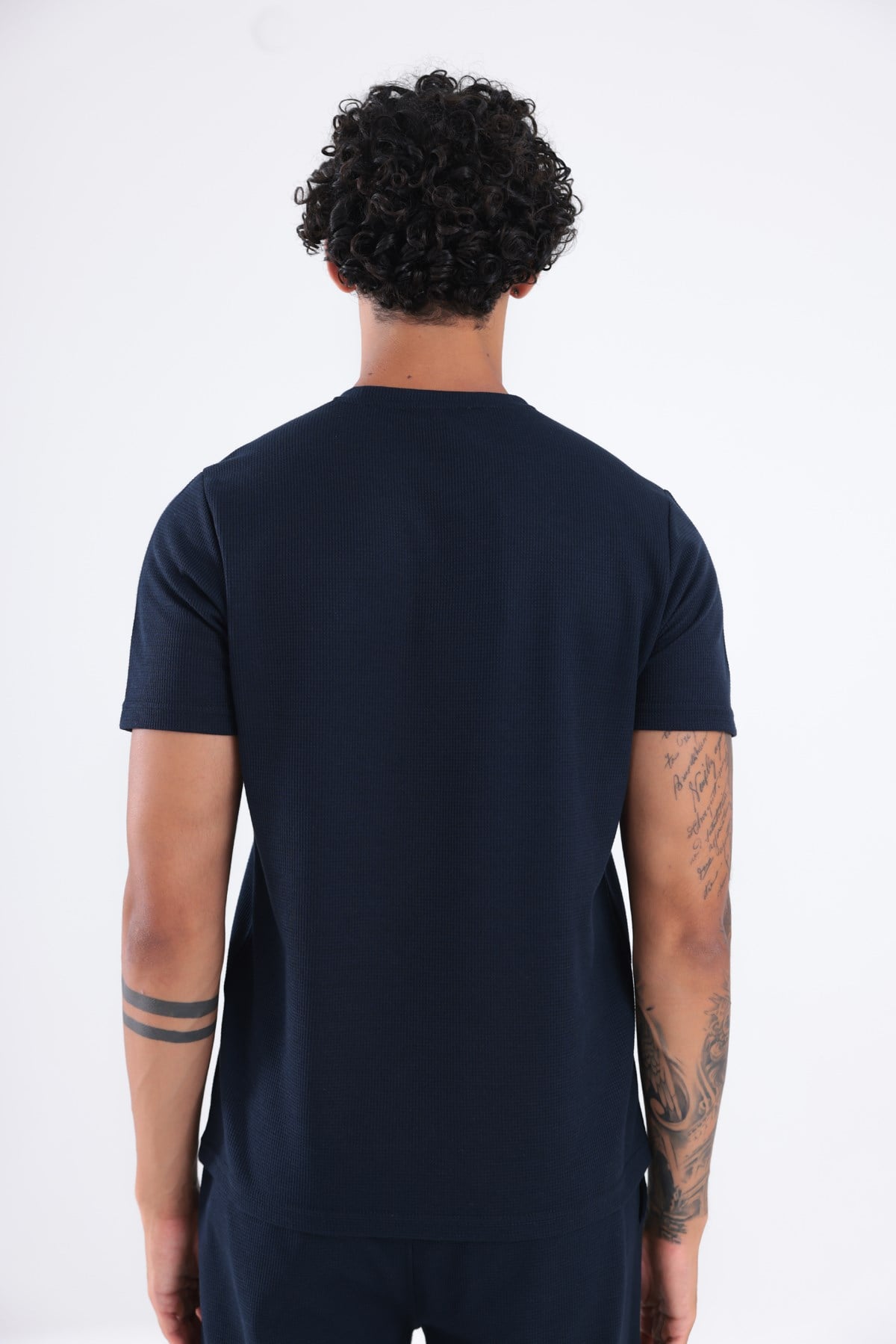 Waffle Dokulu Nakış Logo Detaylı Oversize Erkek T-Shirt
