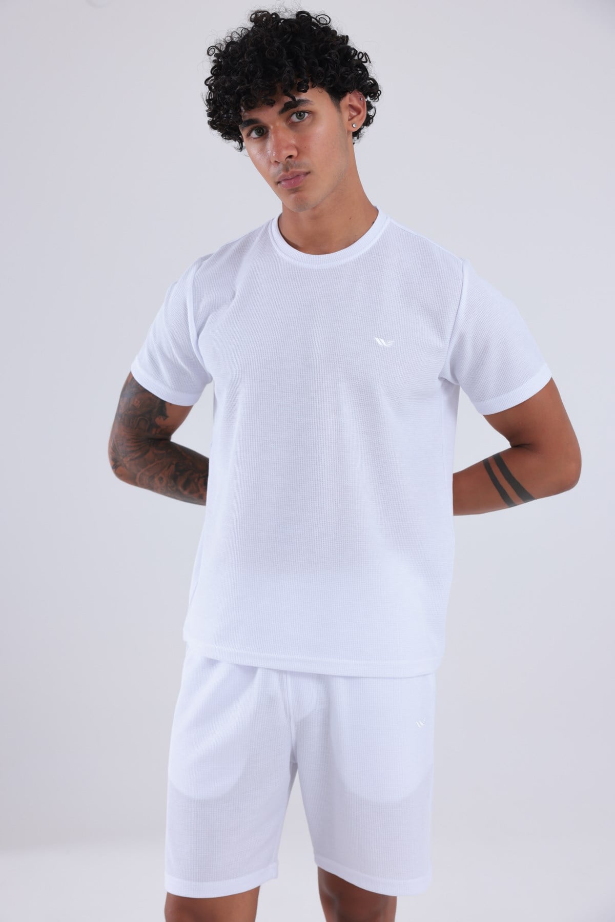 Waffle Dokulu Nakış Logo Detaylı Oversize Erkek T-Shirt