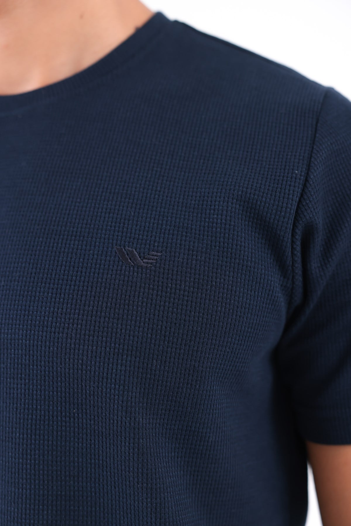 Waffle Dokulu Nakış Logo Detaylı Oversize Erkek T-Shirt