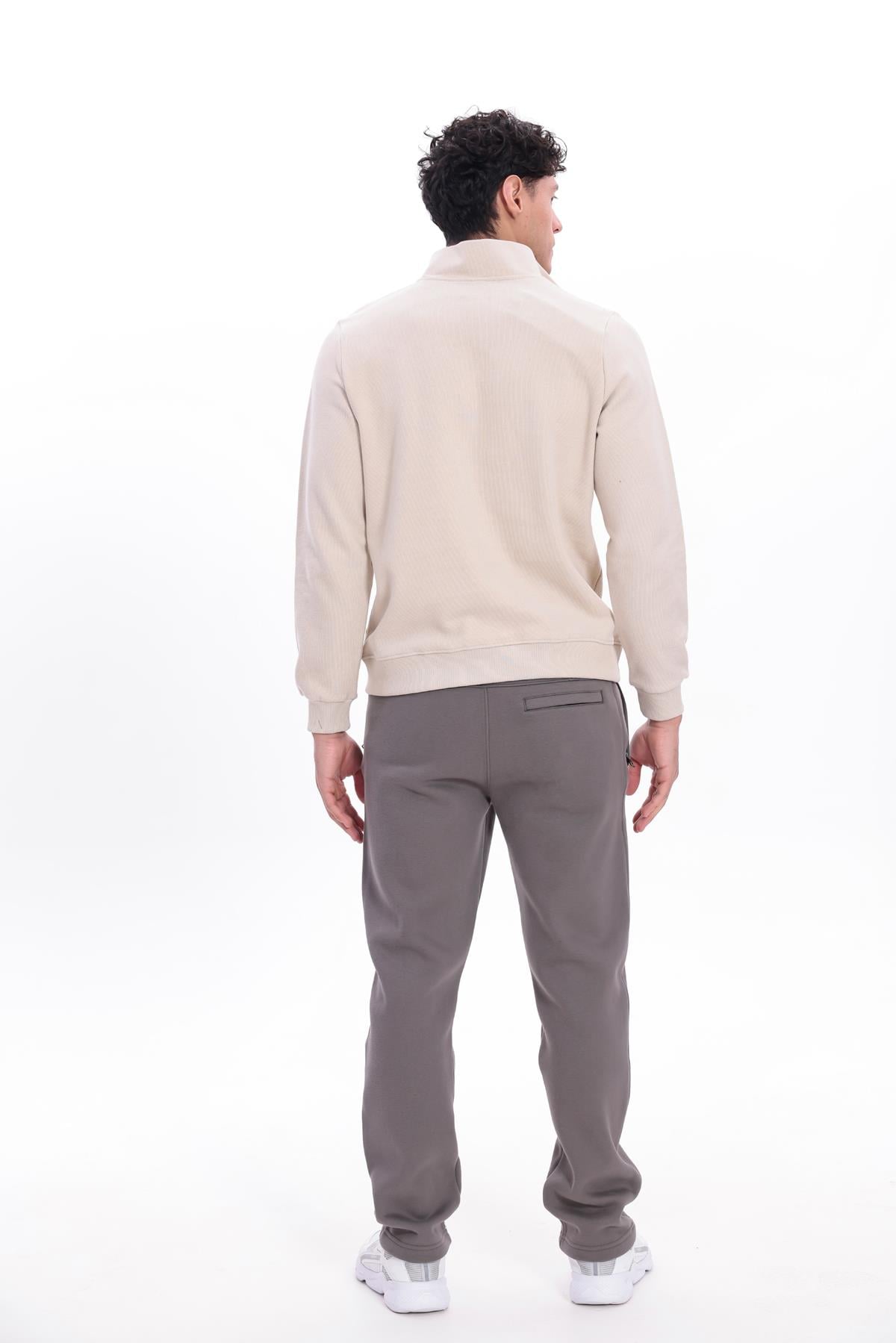 Yarım Fermuarlı Dik Yaka Selanik Örme Erkek Sweatshirt