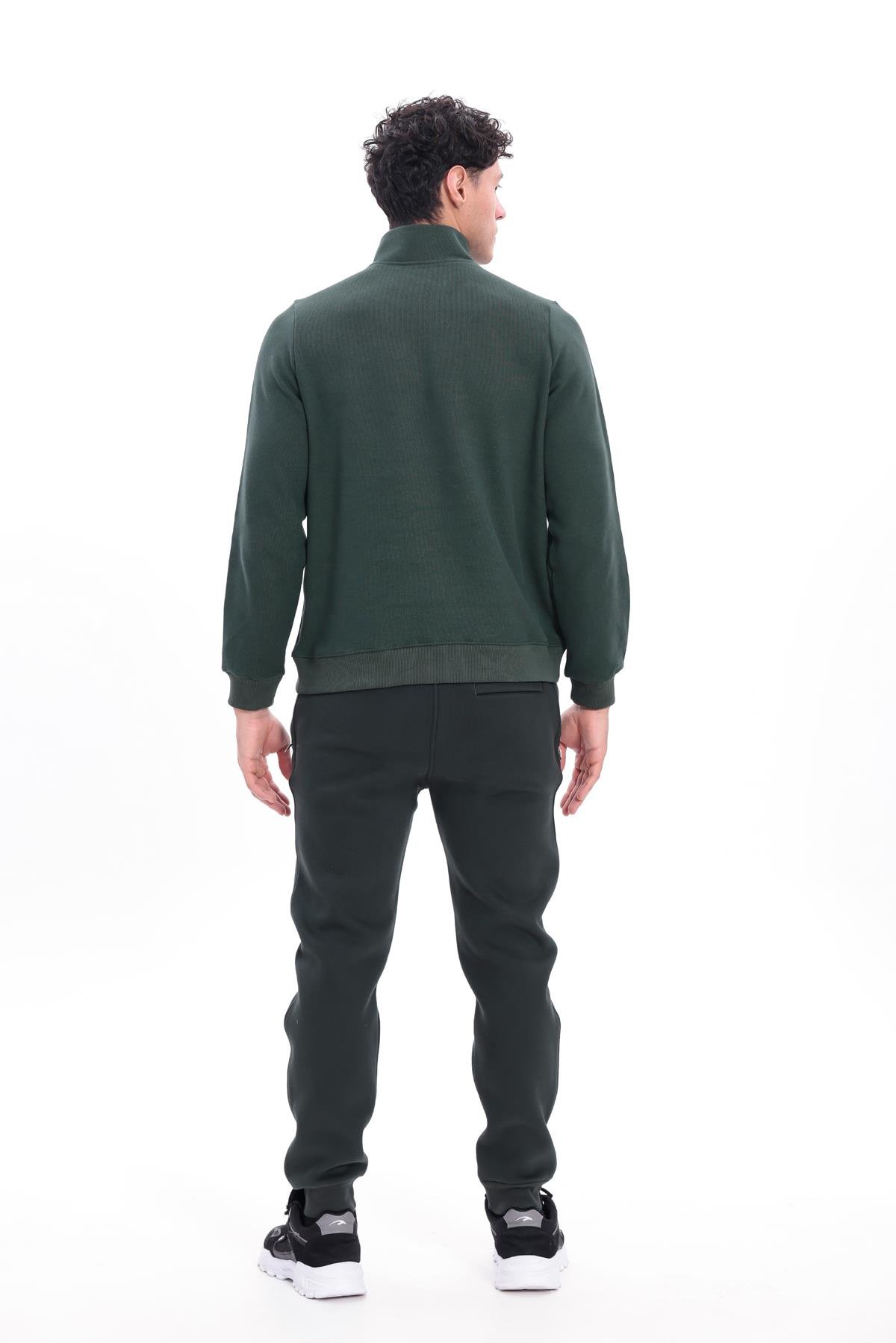 Yarım Fermuarlı Dik Yaka Selanik Örme Erkek Sweatshirt