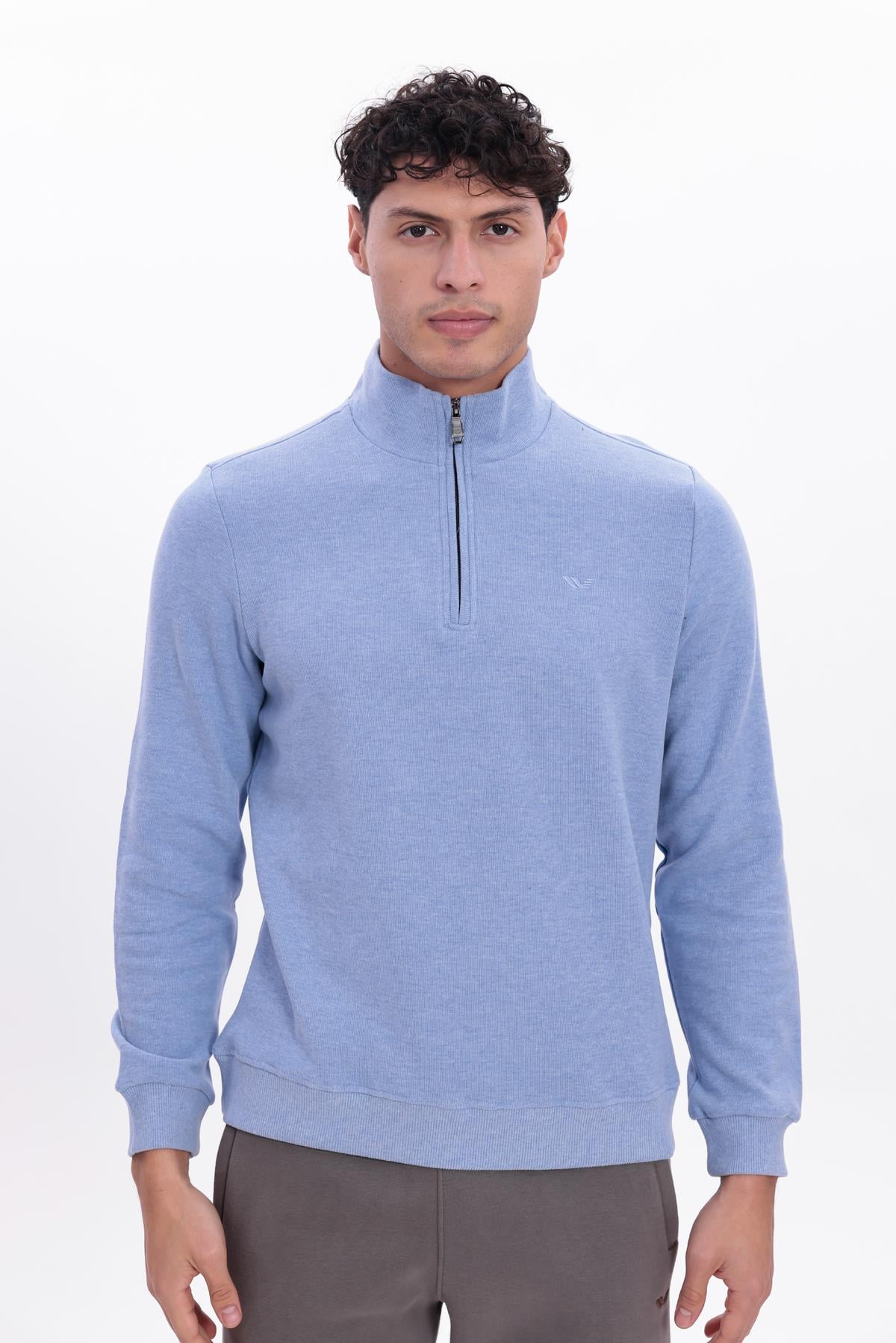 Yarım Fermuarlı Dik Yaka Selanik Örme Erkek Sweatshirt