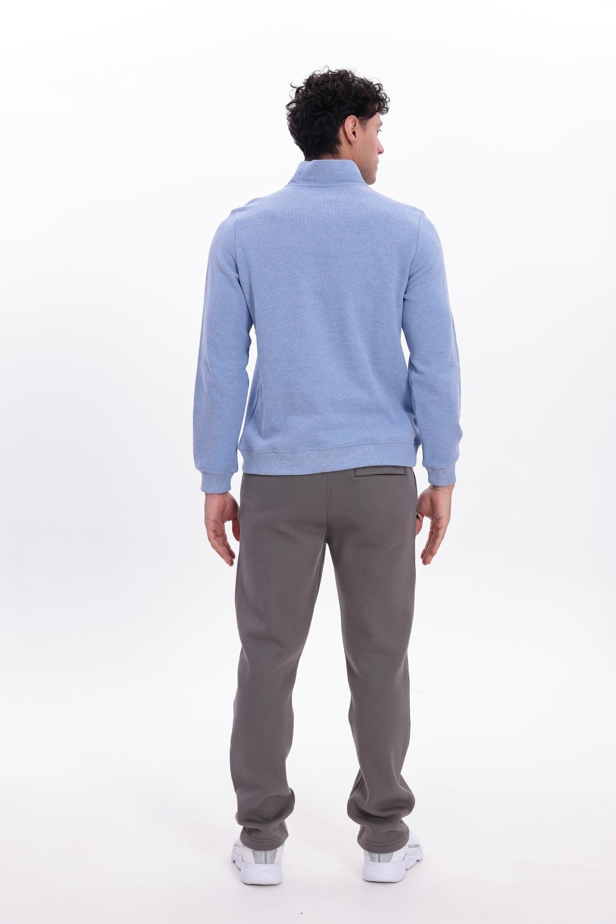 Yarım Fermuarlı Dik Yaka Selanik Örme Erkek Sweatshirt