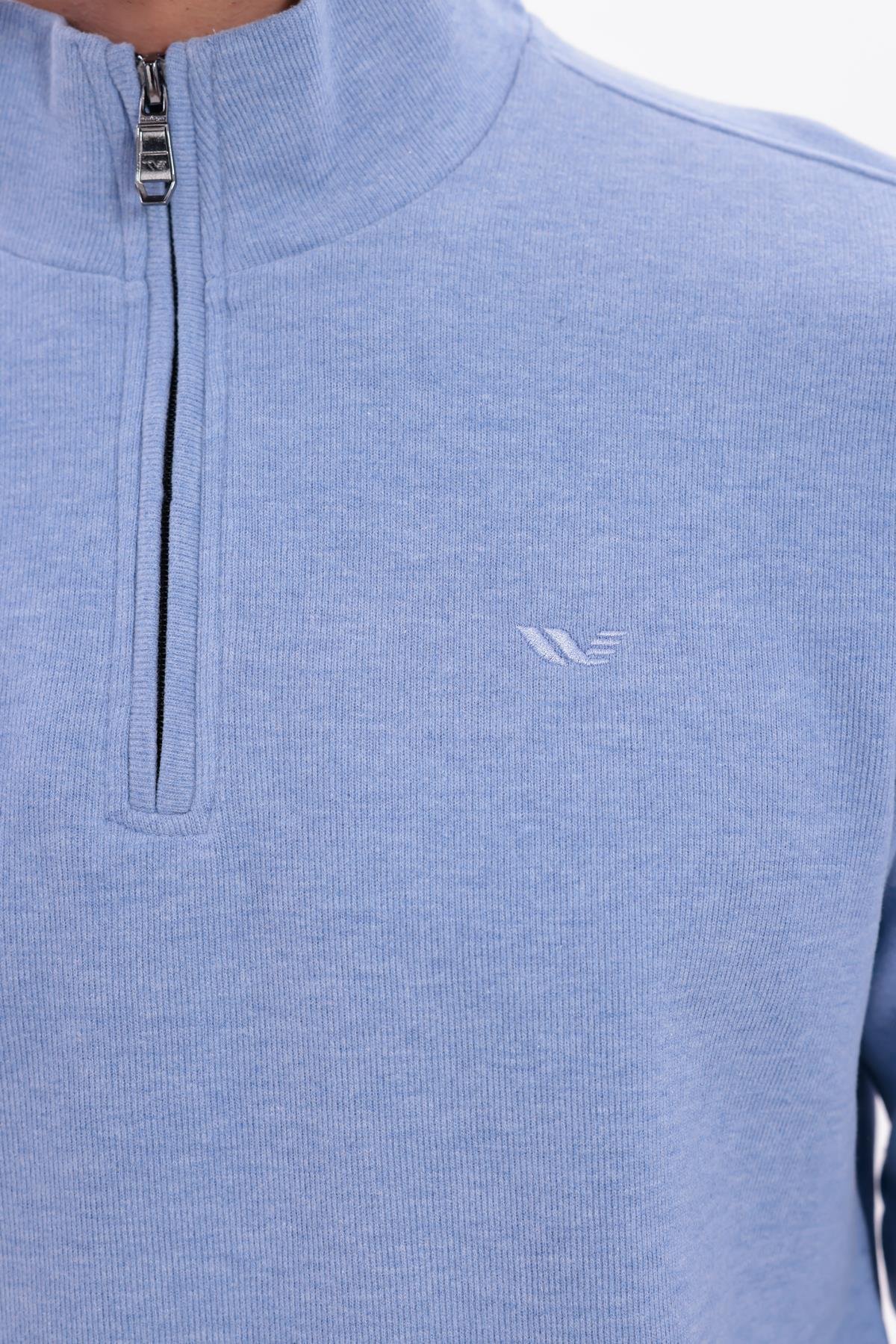 Yarım Fermuarlı Dik Yaka Selanik Örme Erkek Sweatshirt