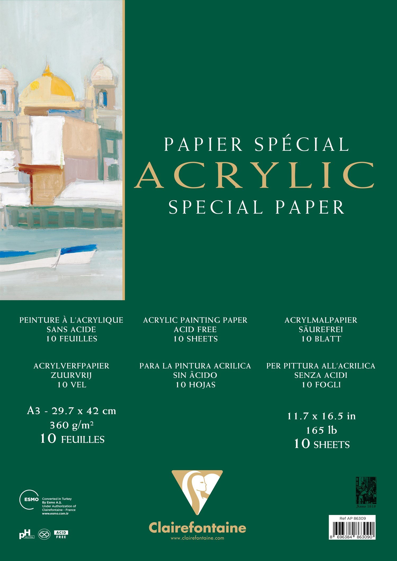 Clairefontaine Acrylic Special Paper Acrylic Pad 360 gr A3 10 Sheets