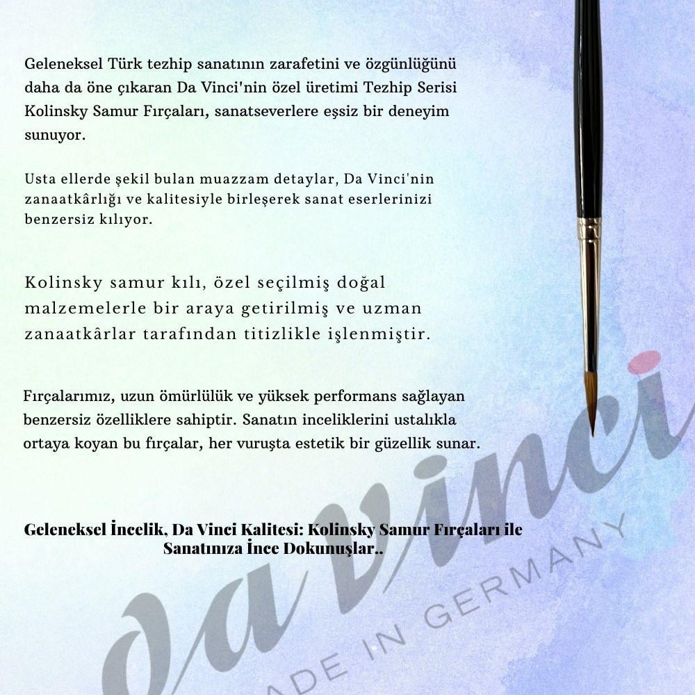 Da Vinci Tezhip Serisi Kolinsky Samur Yuvarlak Tezhip Fırçaları