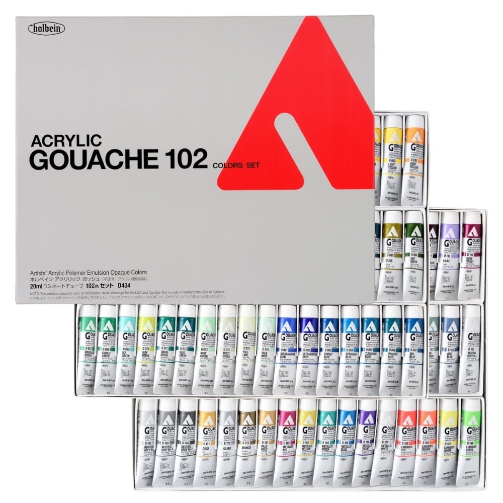 Holbein Acrylic Gouache Paint 20 ml - 102 Renk Set