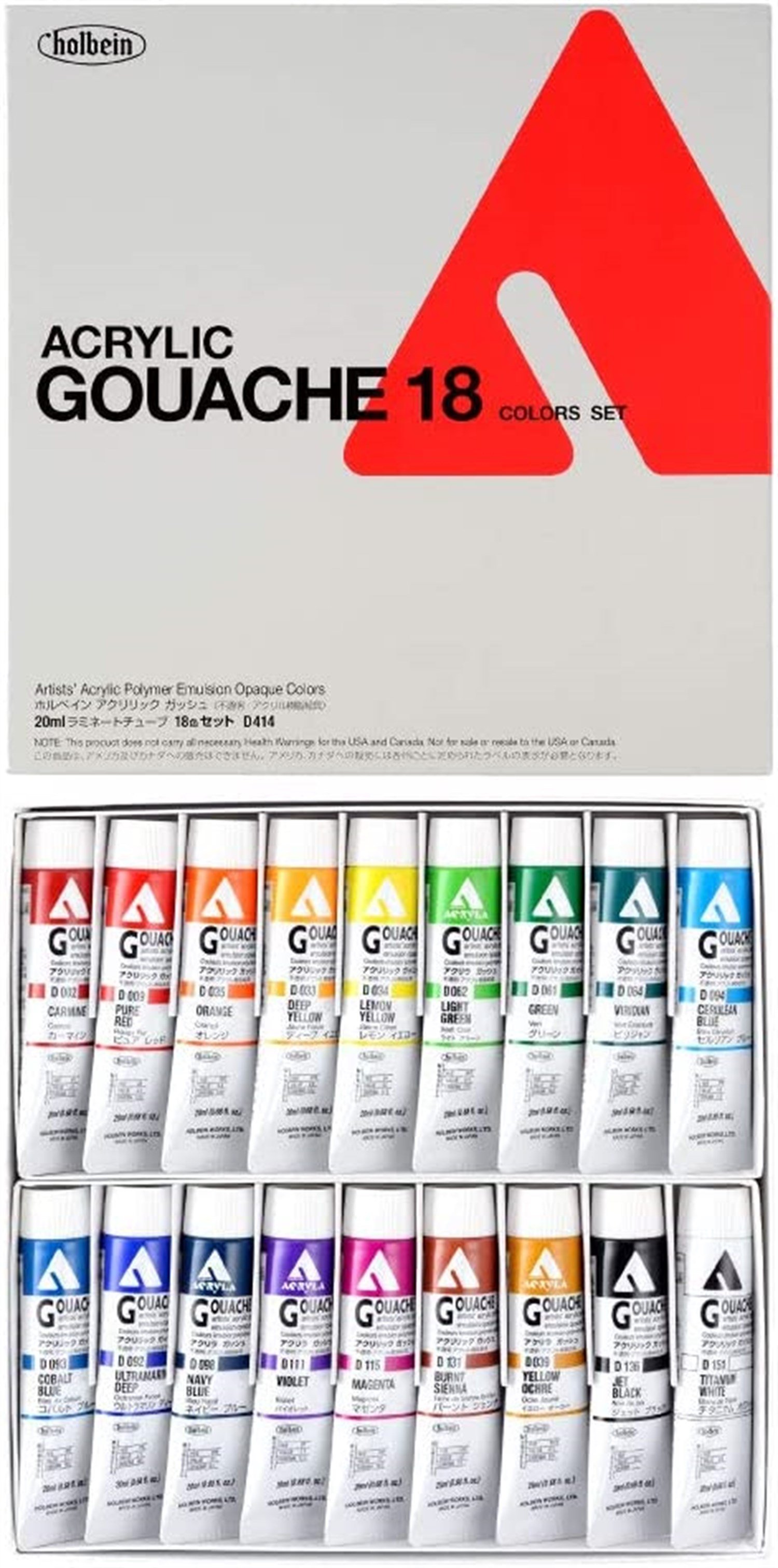 Holbein Akrilik Guaj Boya Seti 20 ml x 18 Renk