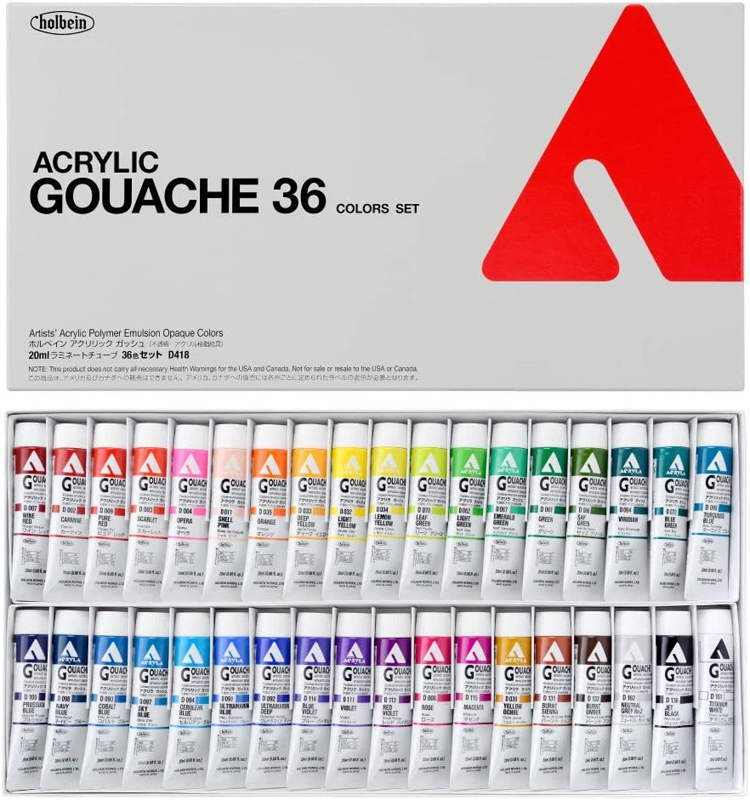 Holbein Akrilik Guaj Boya Seti 20 ml x 36 Renk
