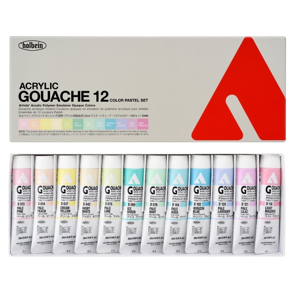Holbein Akrilik Guaj Set 20 ml 12 Renk Pastel Tonlar