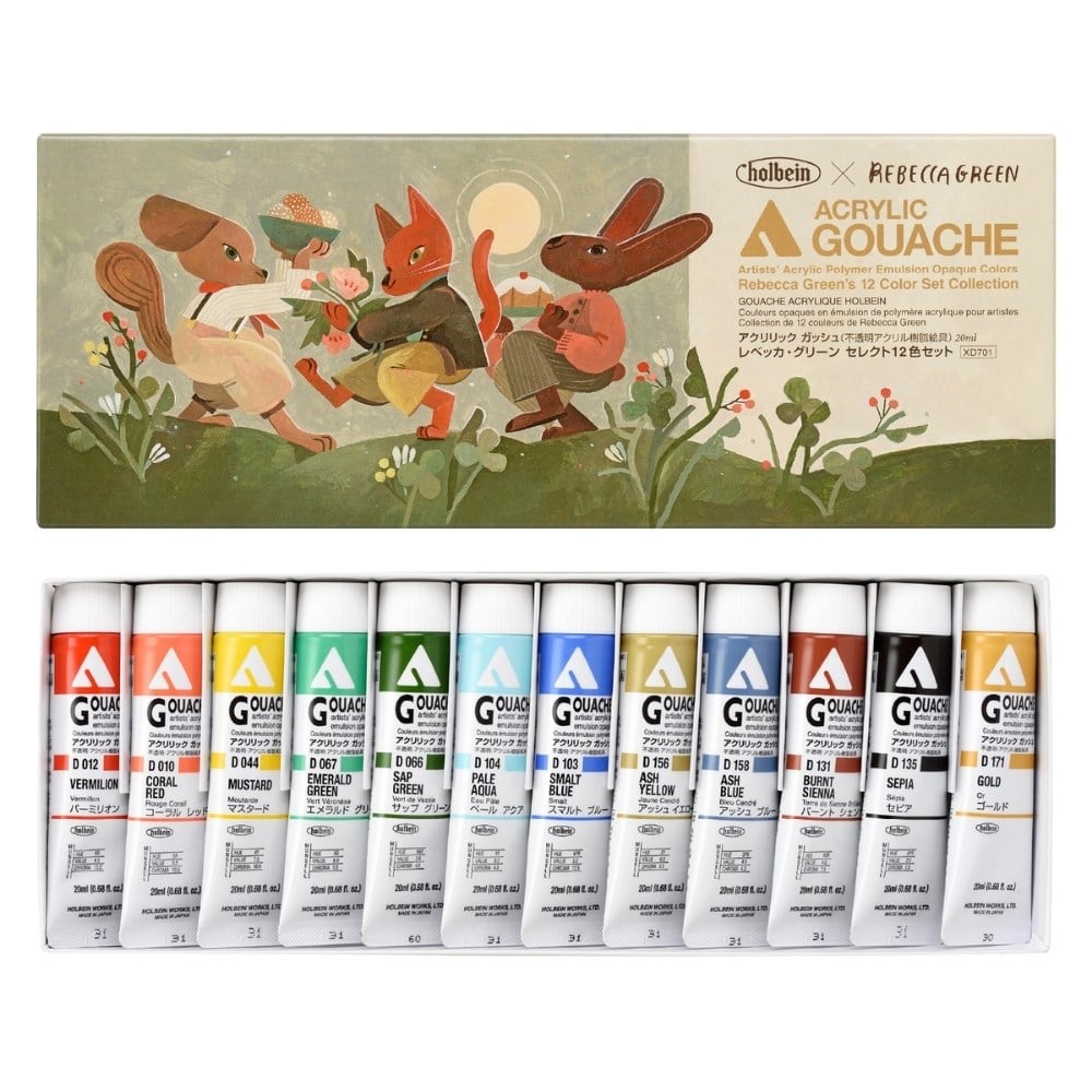 Holbein Akrilik Guaj Set 20 ml 12 Renk Rebecca Green
