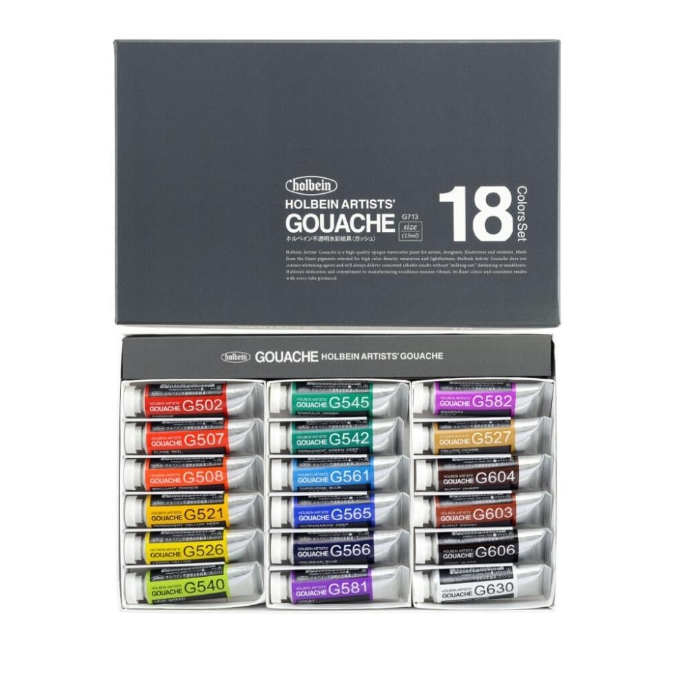 Holbein Artist Gouache Tüp Guaj Boya Set 15 ml x 18 Renk