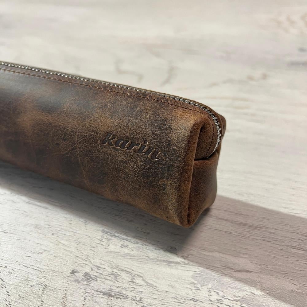 Karin Crazy Deri Kalemlik Koyu Kahve