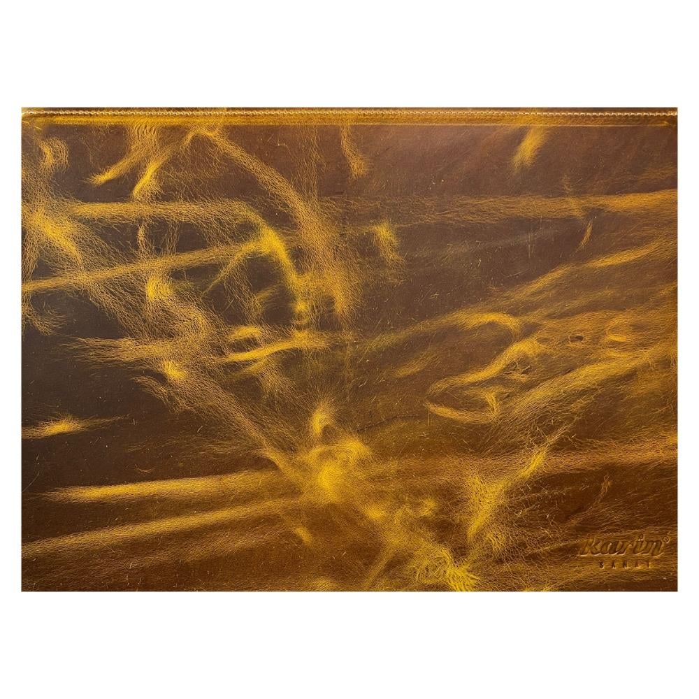 Karin Yazı Altlığı Crazy Deri Sert Kapaklı 30x40 cm Okre Sarı