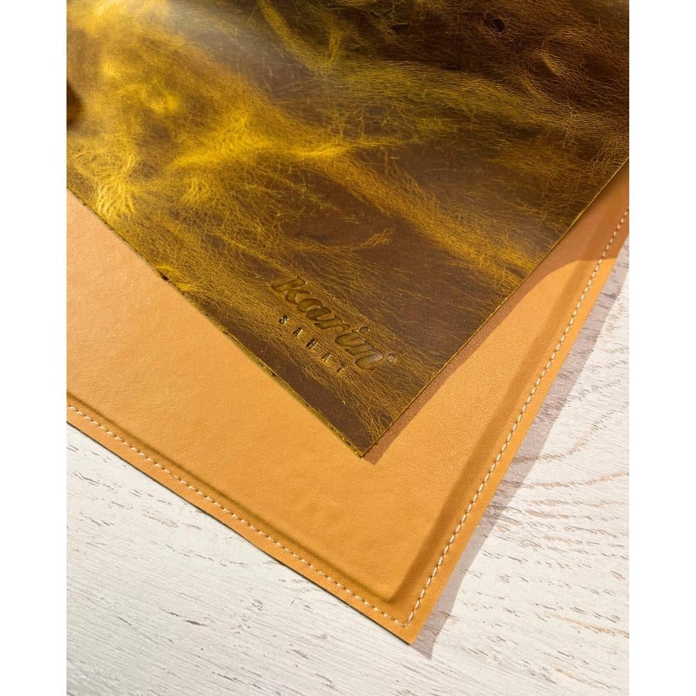 Karin Yazı Altlığı Crazy Deri Sert Kapaklı 30x40 cm Okre Sarı