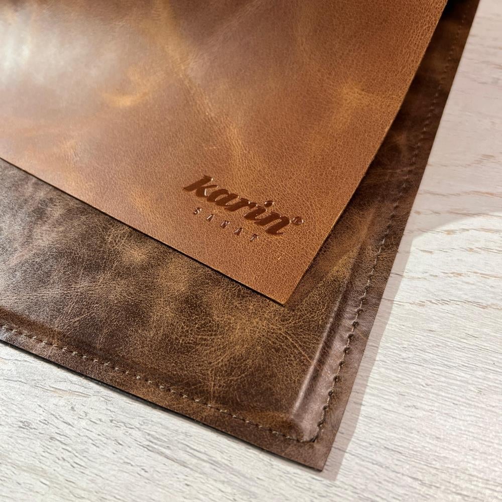 Karin Yazı Altlığı Crazy Deri Sert Kapaklı 30x40 cm Taba