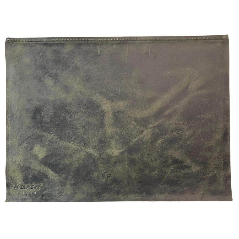 Karin Yazı Altlığı Crazy Deri Sert Kapaklı 30x40 cm Haki Yeşili