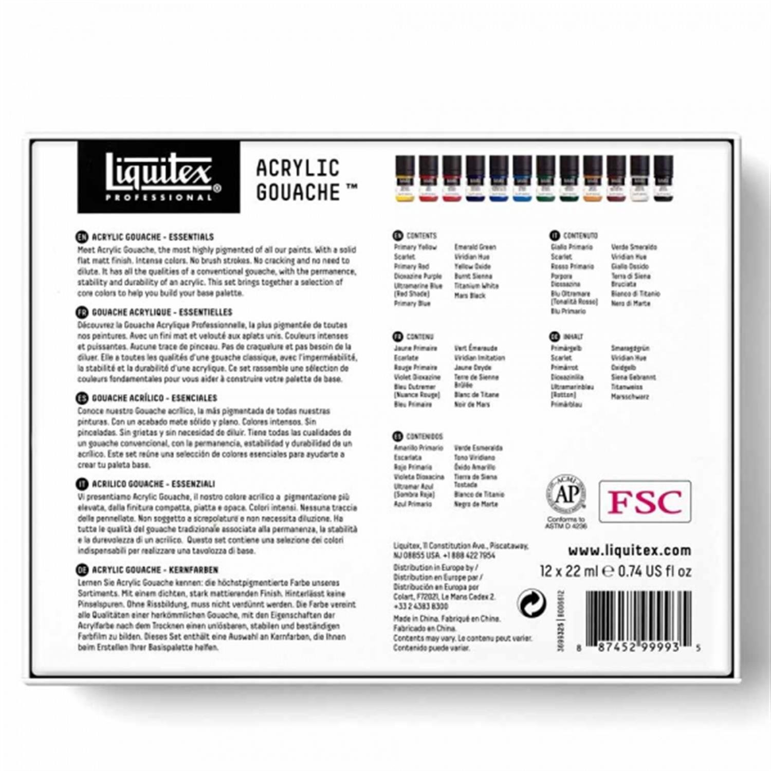 Liquitex Professional Acrylic Goauche Akrilik Guaj Boya Set 12x22ml