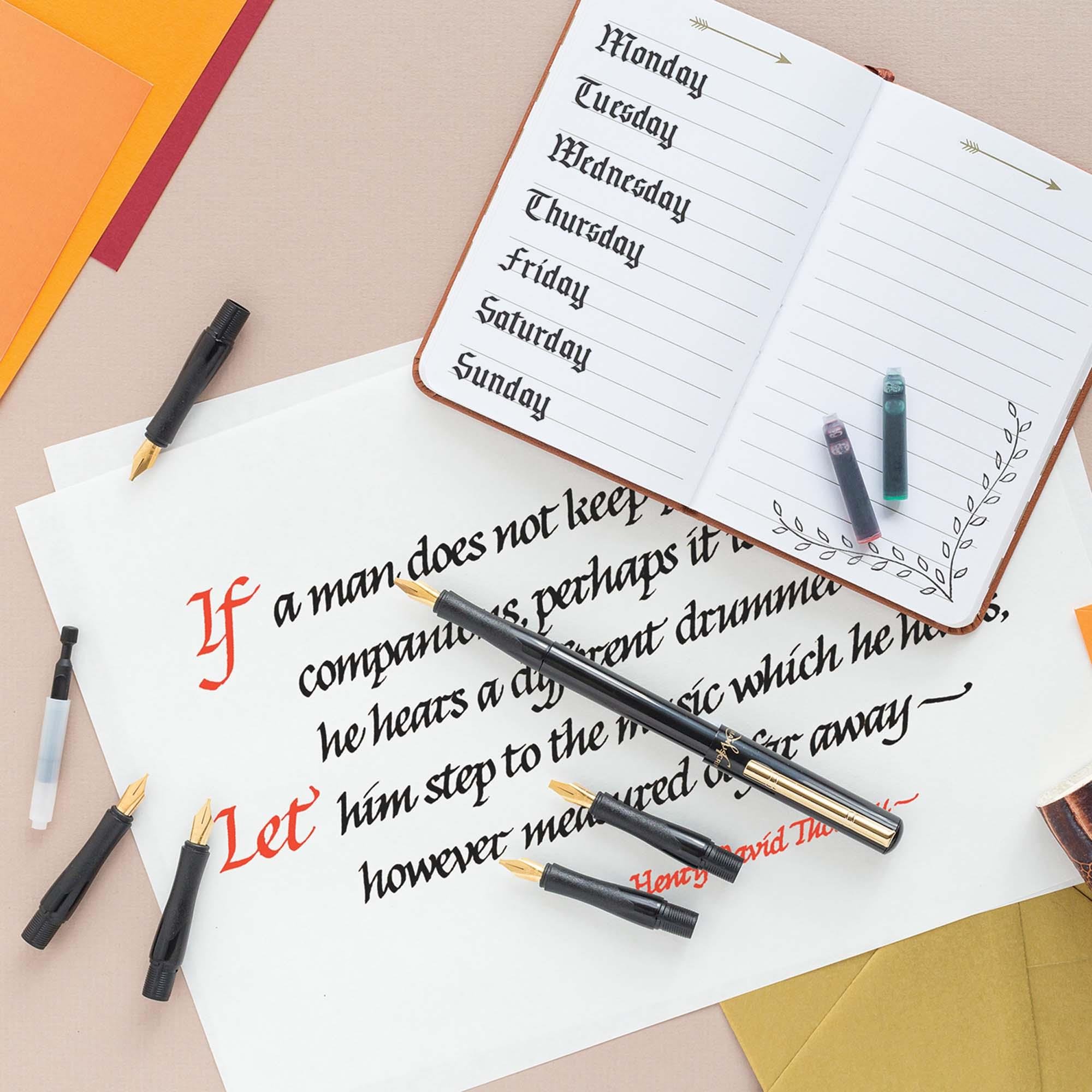 Manuscript Deluxe Calligraphy Hat Seti Sol Kesik Uç 6'lı Karton Kutu