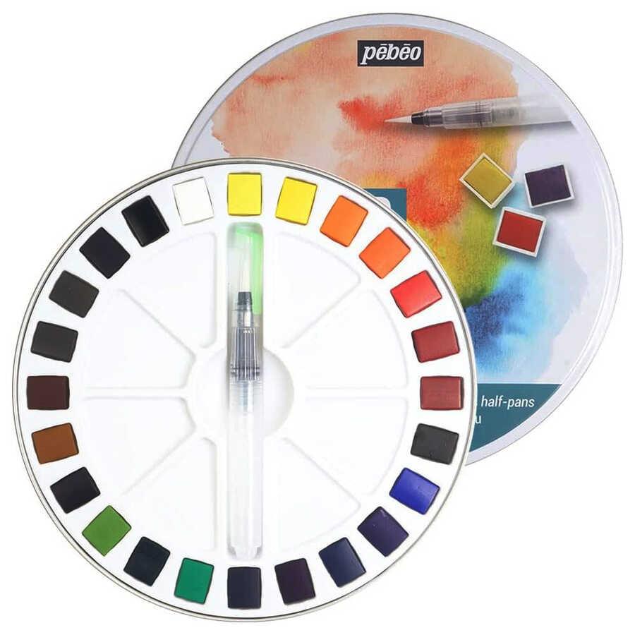 Pebeo Aquarell Watercolor Yuvarlak Dizayn Set 24'lü Teneke Kutu