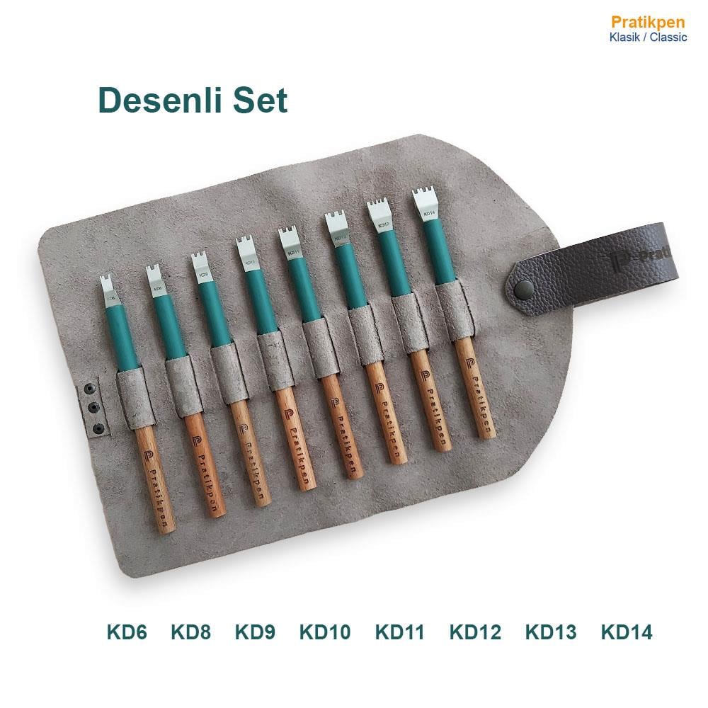 Pratik Pen Klasik Desenli Set 8'li
