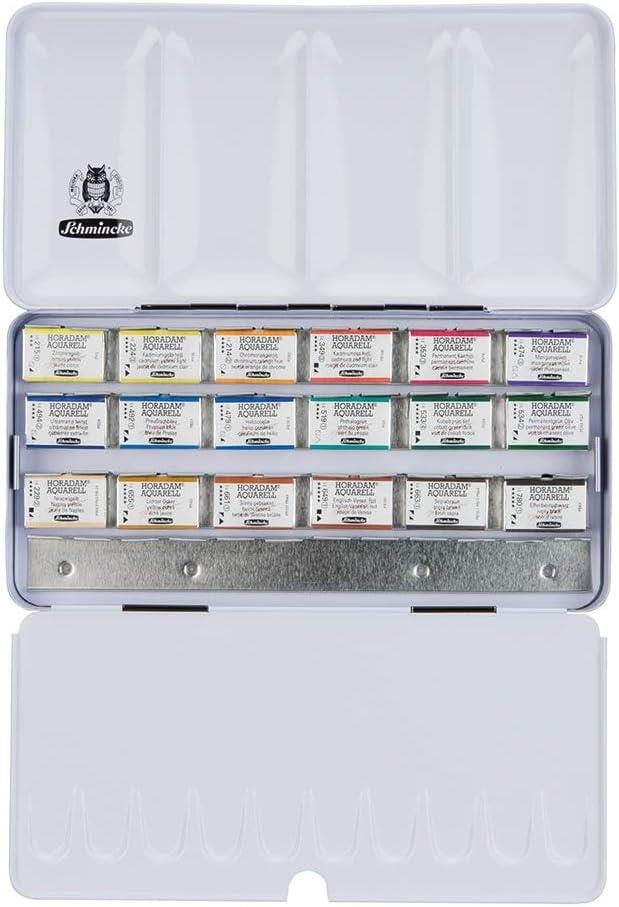 Schmincke Horadam Aquarell Sulu Boya Set Metal Kutu 18 x Tam Tablet 74318