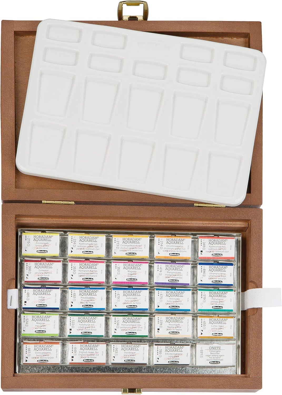 Schmincke Horadam Aquarell Sulu Boya Set Ahşap Kutu 24 x Tam Tablet