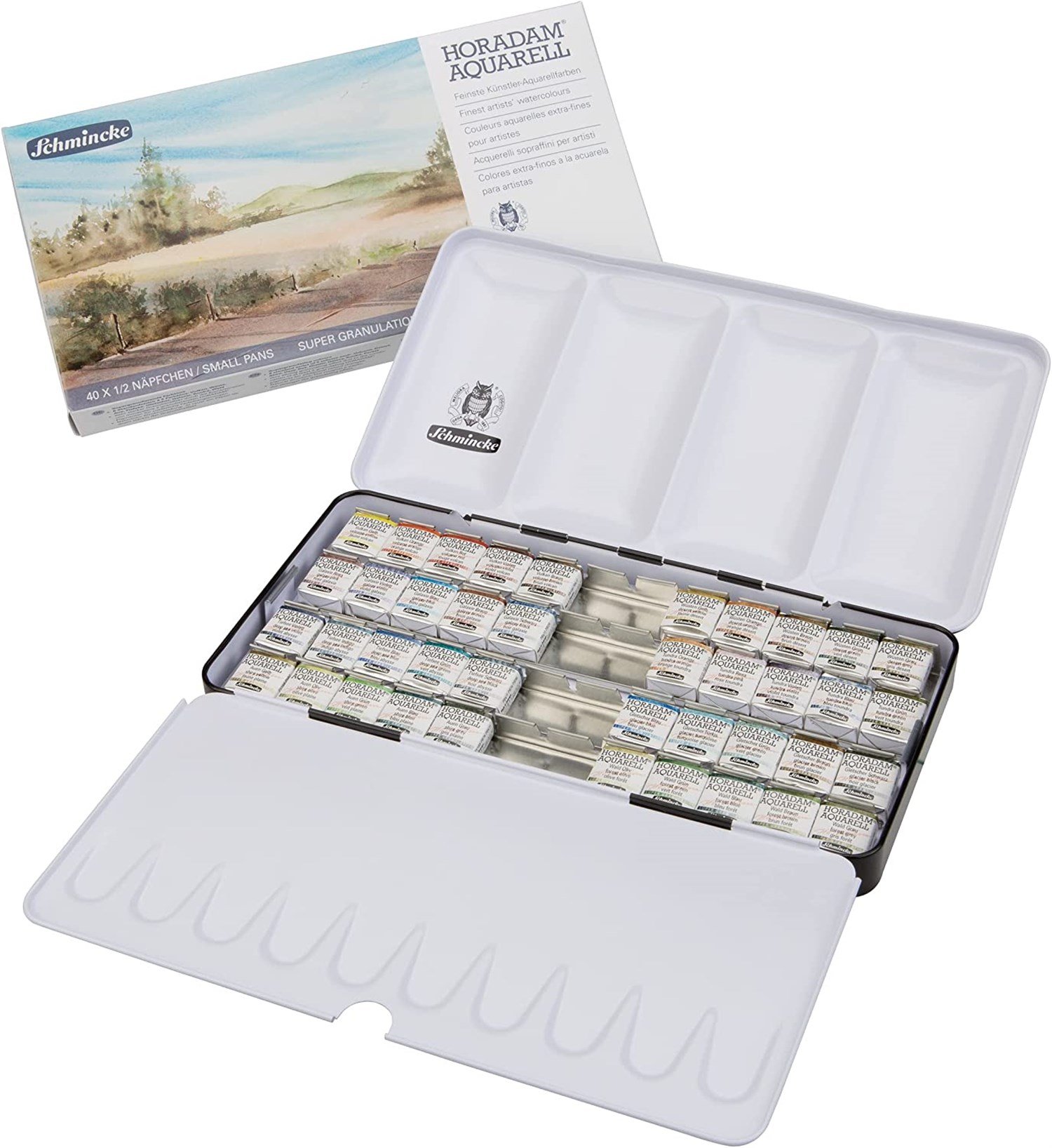 Schmincke Horadam Aquarell Supergranulation Sulu Boya Set Yarım Tablet 40 Renk