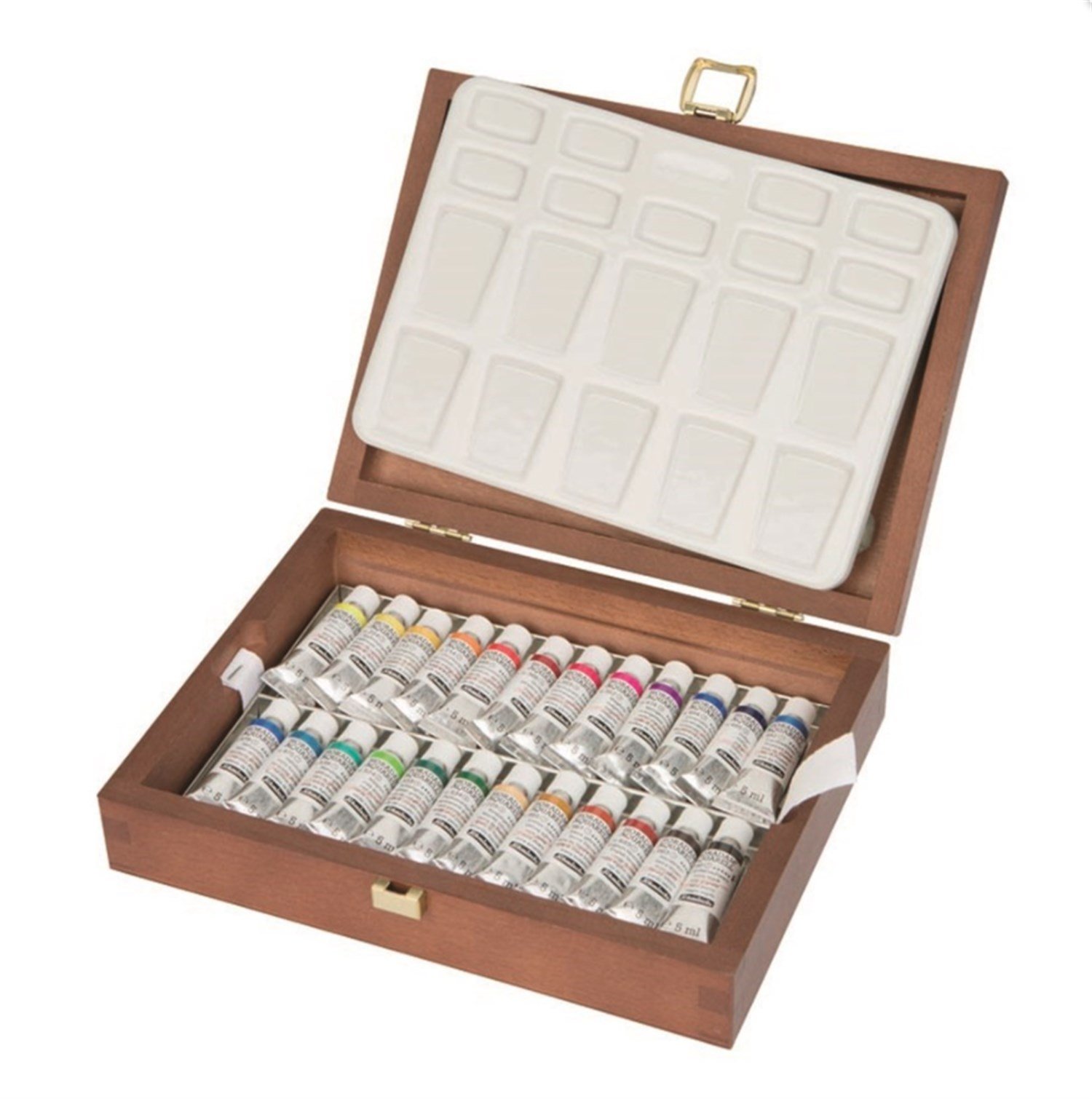 Schmincke Horadam Aquarell Tube Water Colour Set Wooden Box 24x5 ml 74224