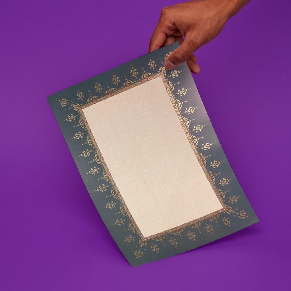 Tezhipli İçi Boş Mat Kuşe Meşk Kağıdı No.3 Yeşil