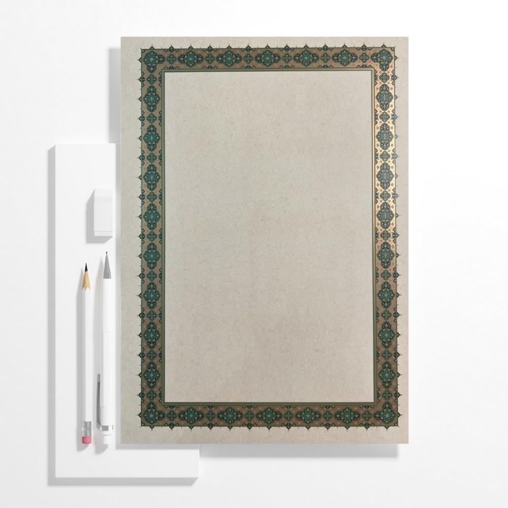 Tezhipli İçi Boş Mat Kuşe Meşk Kağıdı No.5 Yeşil