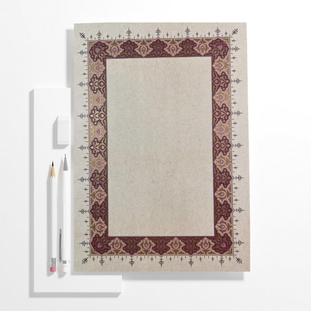 Tezhipli İçi Boş Mat Kuşe Meşk Kağıdı No.4 Kırmızı