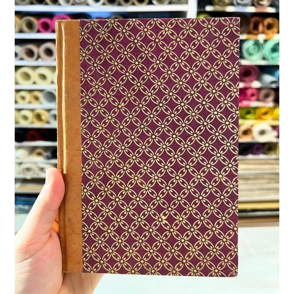 Tiryakiart El Yapımı Defter Circle Blossom Serisi 15x21 cm 80 yp 23 Bordeaux/Gold