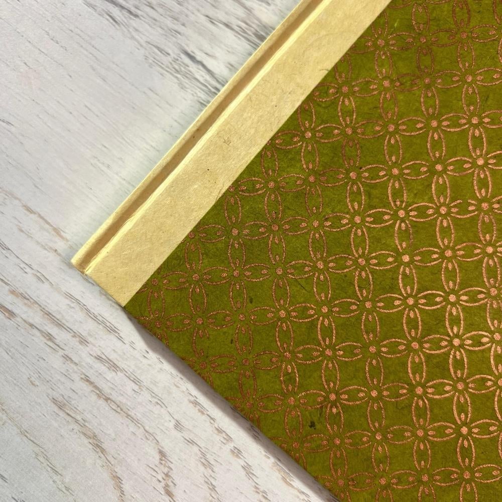 Tiryakiart El Yapımı Defter Circle Blossom Serisi 15x21 cm 80 yp 59 Olive/Copper