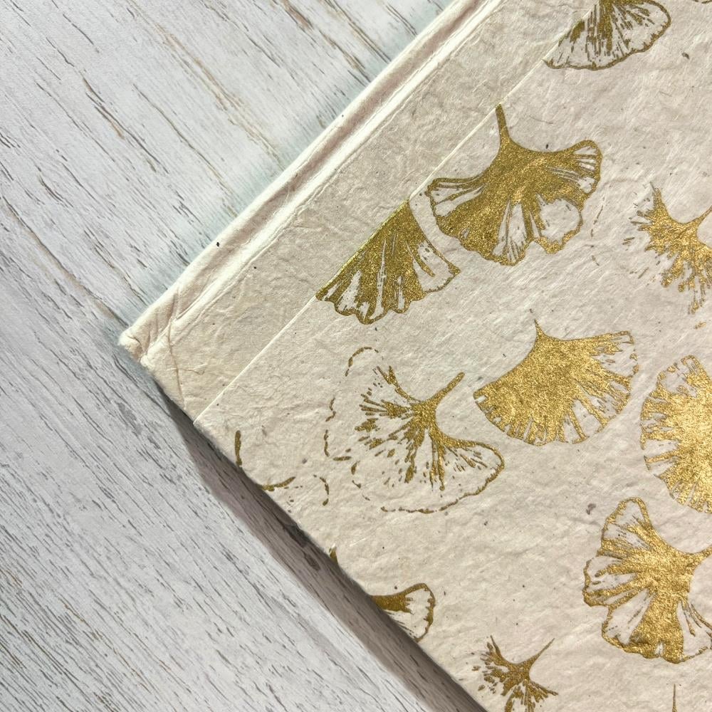 Tiryakiart El Yapımı Defter Ginkgo Serisi 15x21 cm 80 yp 02 Natural/Gold