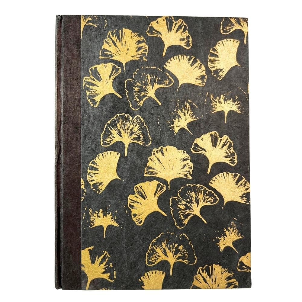 Tiryakiart El Yapımı Defter Ginkgo Serisi 15x21 cm 80 yp 73 Raven/Gold