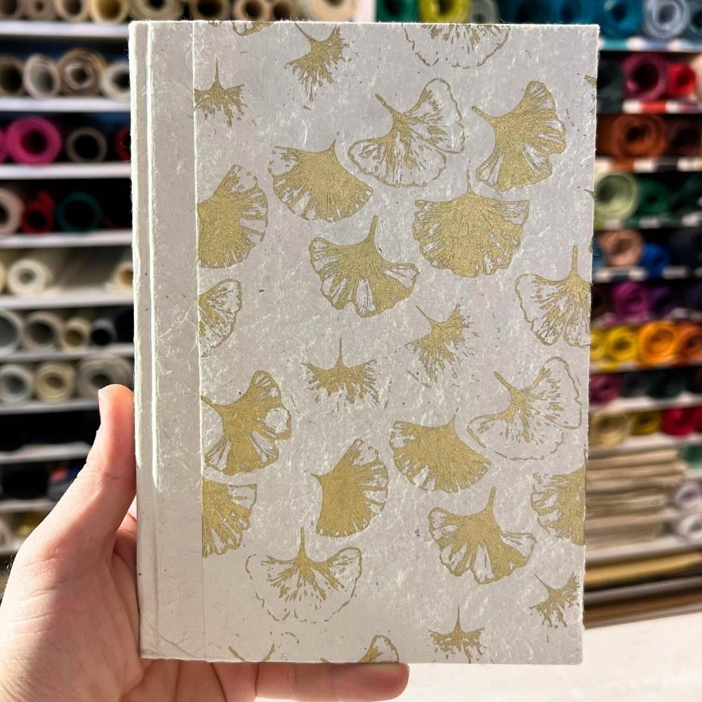 Tiryakiart El Yapımı Defter Ginkgo Serisi 15x21 cm 80 yp 02 Natural/Gold